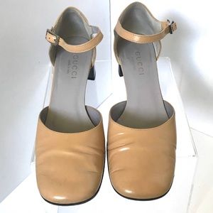 Gucci nude colored heel with ankle strap